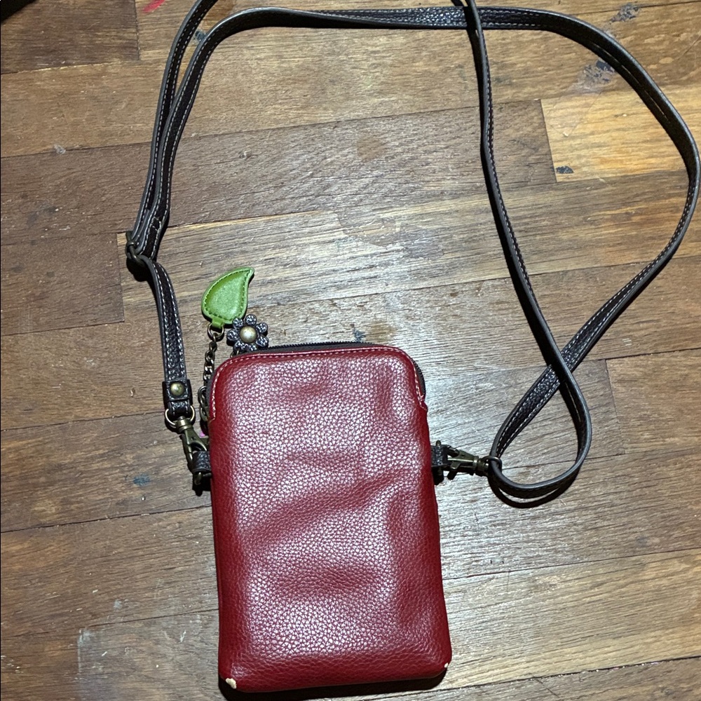 Chala Burgundy Crossbody Bag with Hummingbird and Flower - Picture 2 of 6